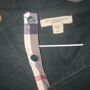 Burberry Army Green long sleeve polo